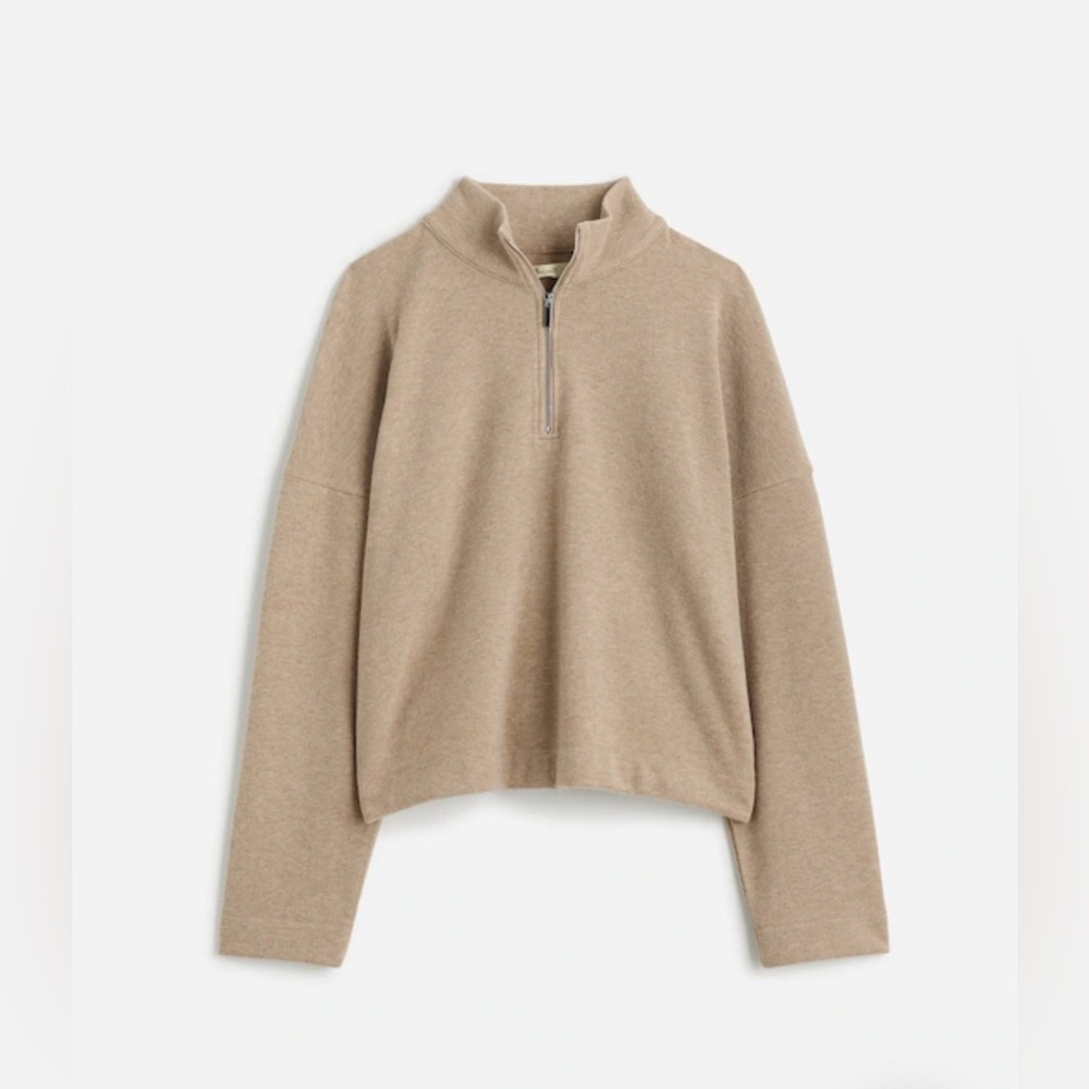 🤎 Madewell Quarter-Zip Pullover Top Faded Birch